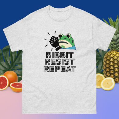 Amphifa Rebel Frog T-Shirt – Ribbit, Resist, Repeat | Light Colors