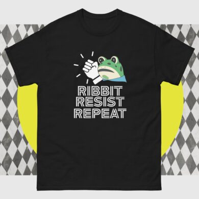 Amphifa Rebel Frog T-Shirt – Ribbit, Resist, Repeat | Dark Colors